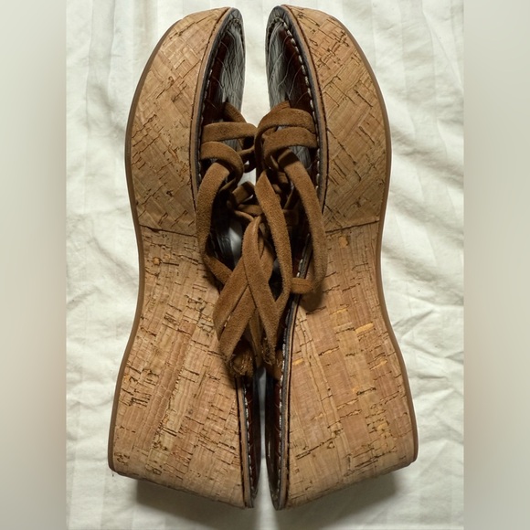 Sam Edelman Women's Size 10 Reana Brown Leather Wedge Sandals - Picture 4 of 5